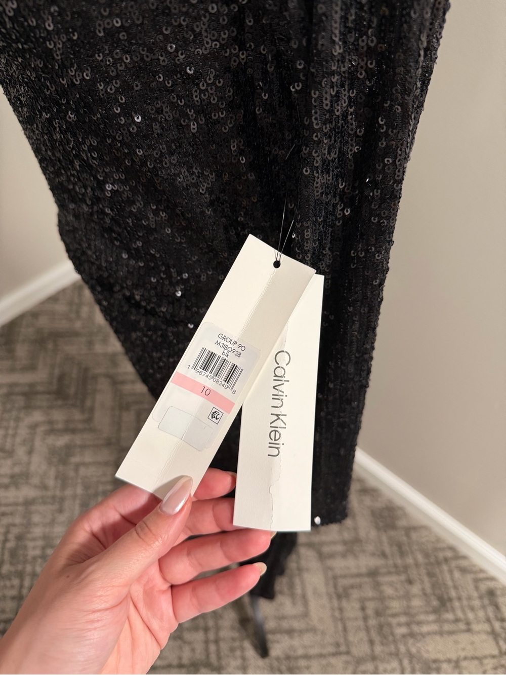 Calvin Klein Black Sequin Long Sleeve Midi Dress - Picture 12 of 15